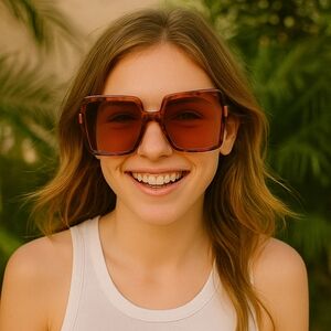 Max Mara Square Sunglasses in Havana 58MM – New with Case Retail:$279